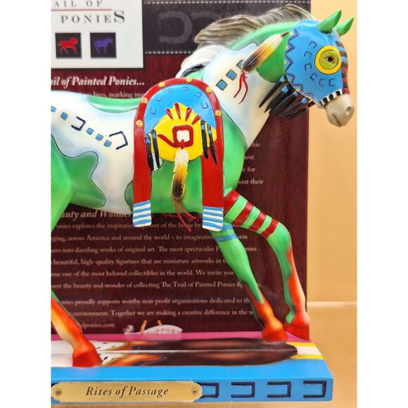 The Trail Of Painted Ponies RITES OF PASSAGE Figurine. Artist: Black Pinto Horse - Picture 3 of 10
